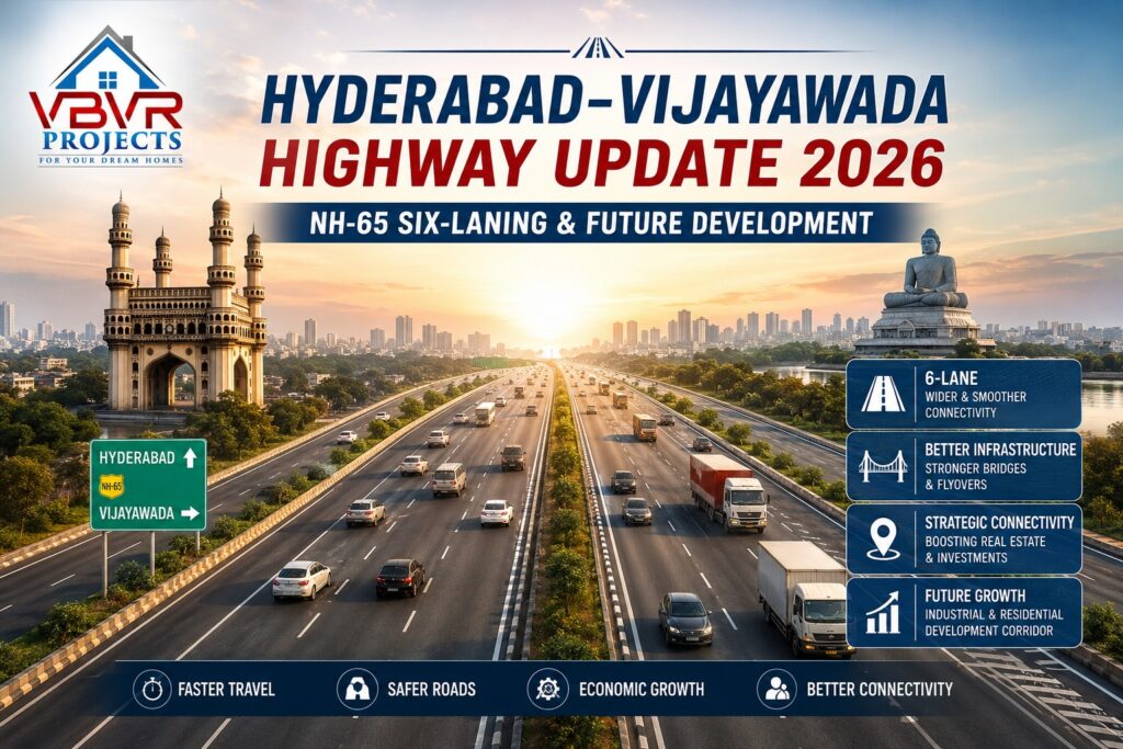 Hyderabad Vijayawada Highway NH 65 six lane road development 2026